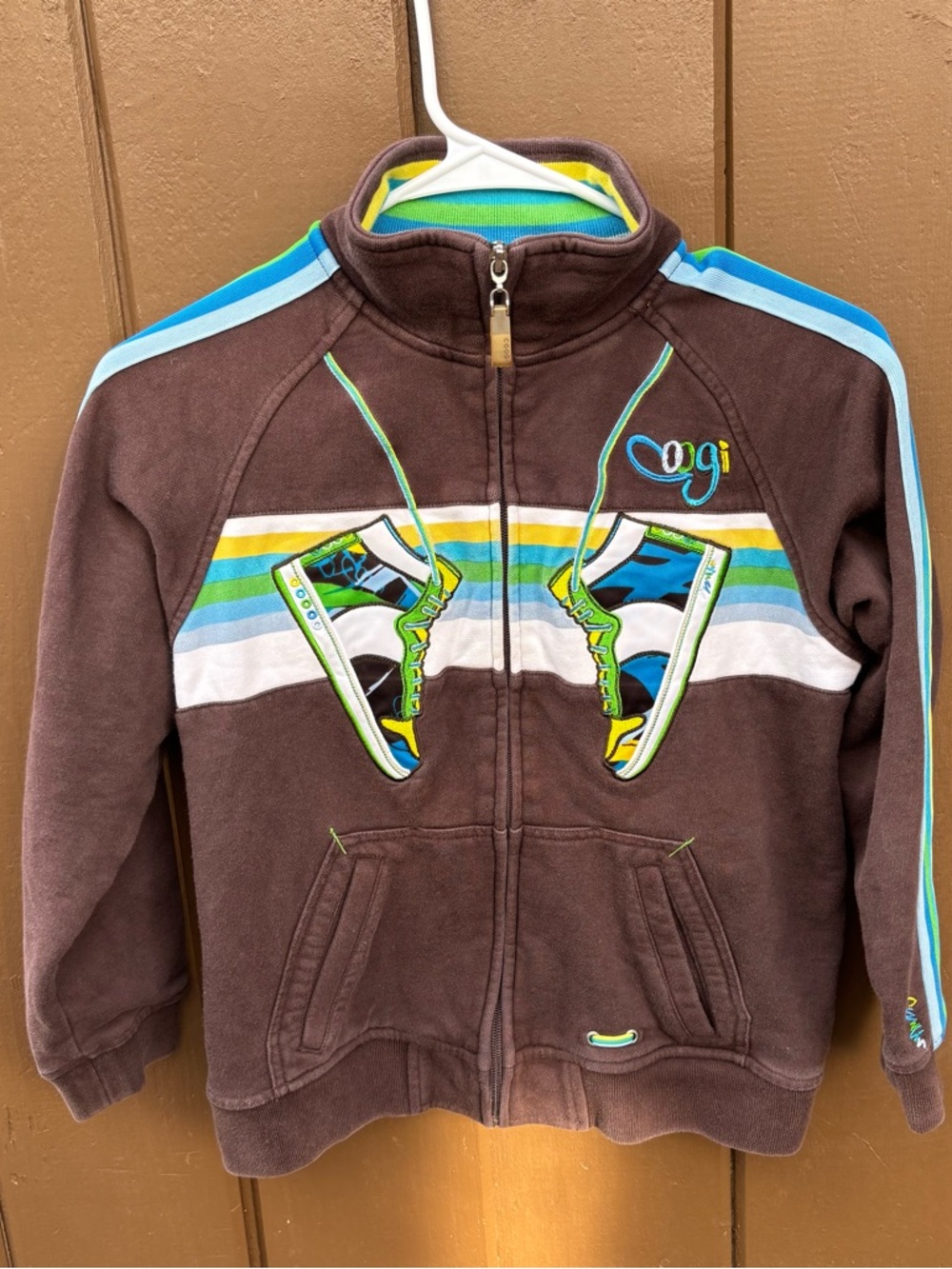 Coogi Australia Sneakers  Zip up Hoodie Sweatshirt Brown Size 7x Kids Boys